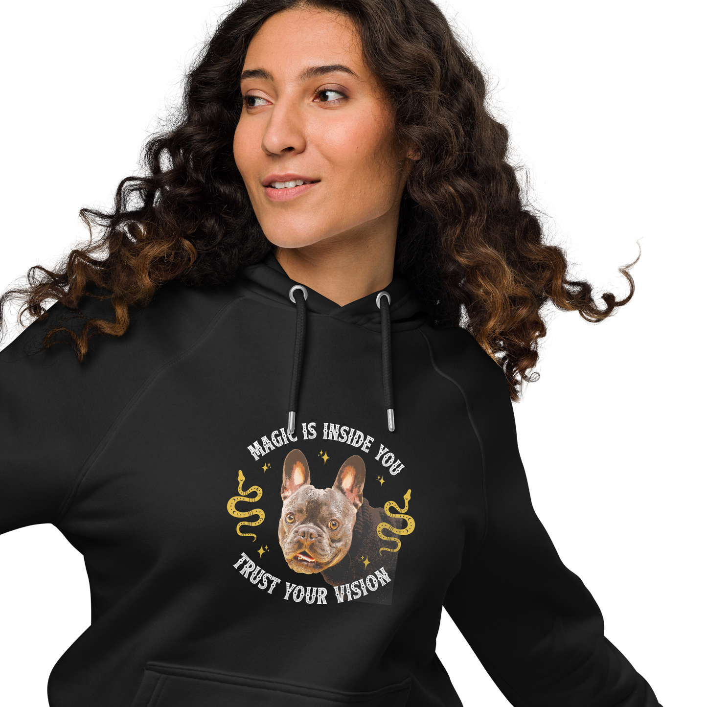 Unisex Eco Raglan Hoodie - French Bulldog