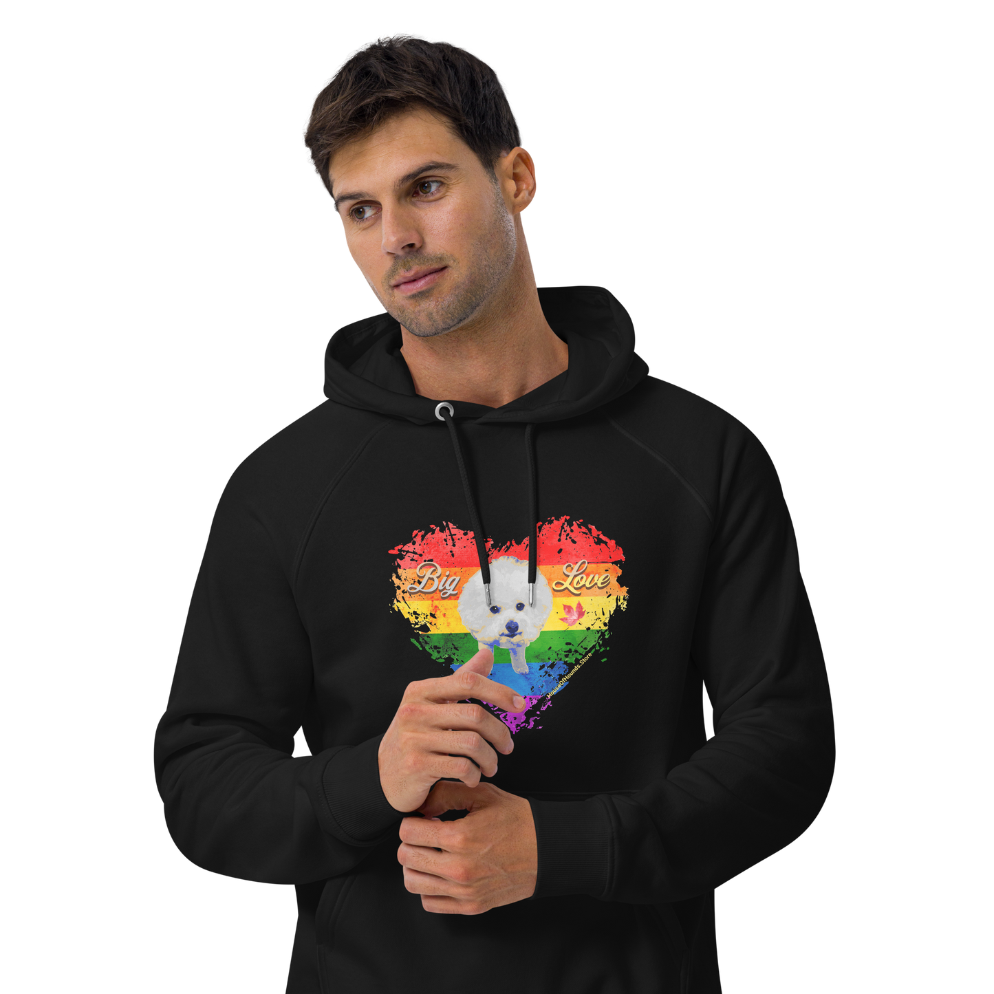 Unisex Eco Raglan Hoodie - Bichon Frisé