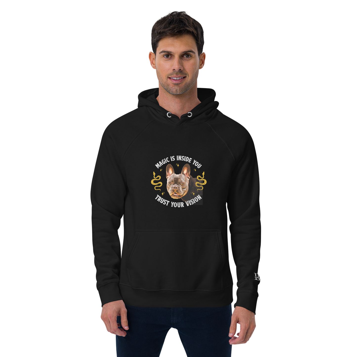 Unisex Eco Raglan Hoodie - French Bulldog