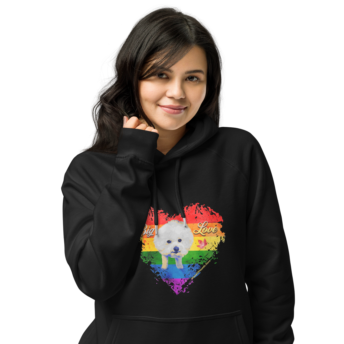 Unisex Eco Raglan Hoodie - Bichon Frisé