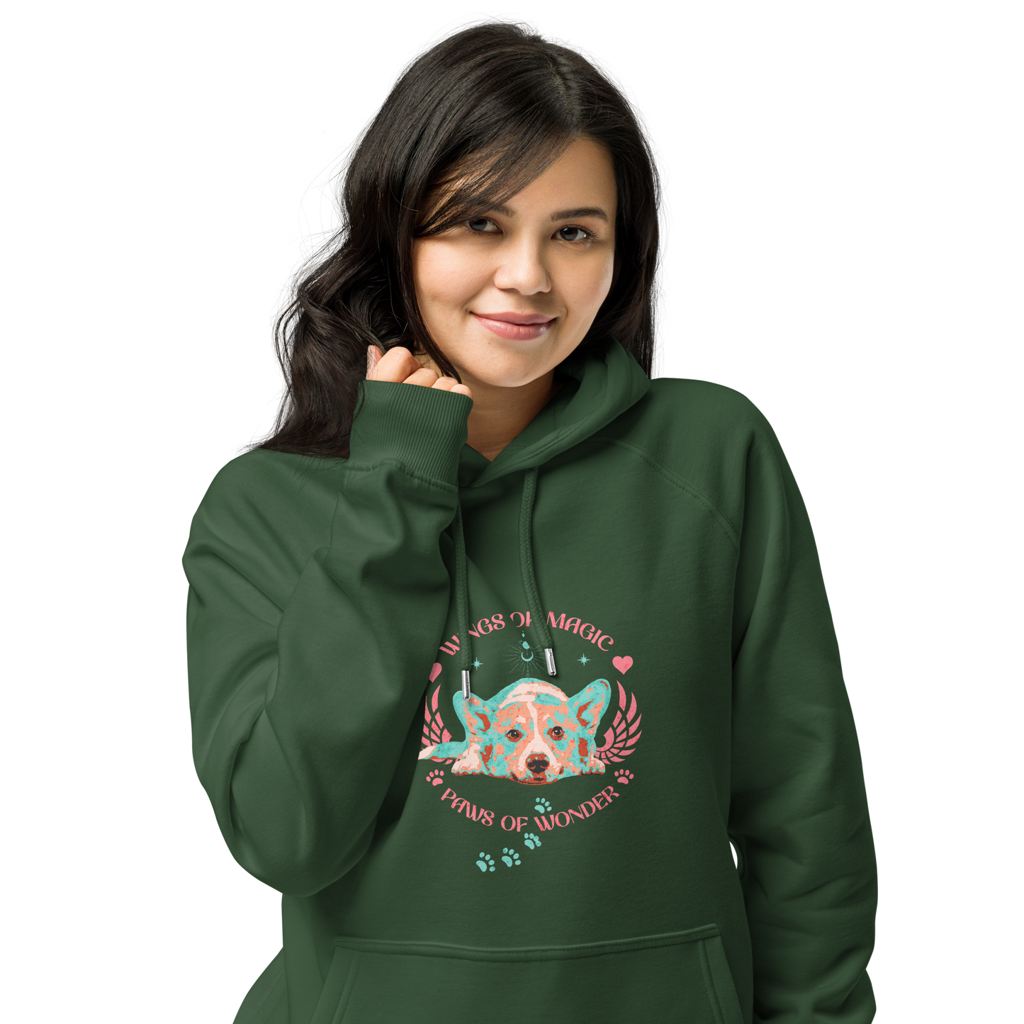 Unisex Eco Raglan Hoodie - Corgi