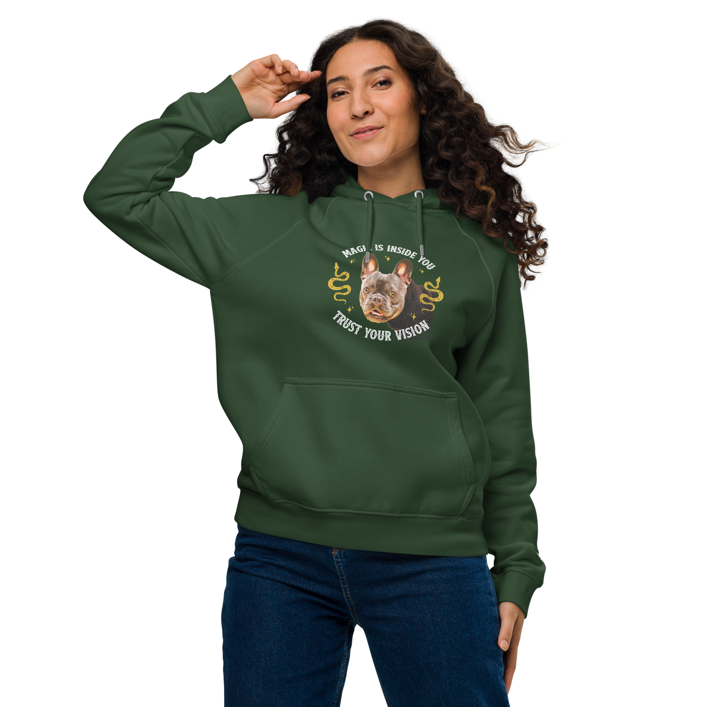Unisex Eco Raglan Hoodie - French Bulldog