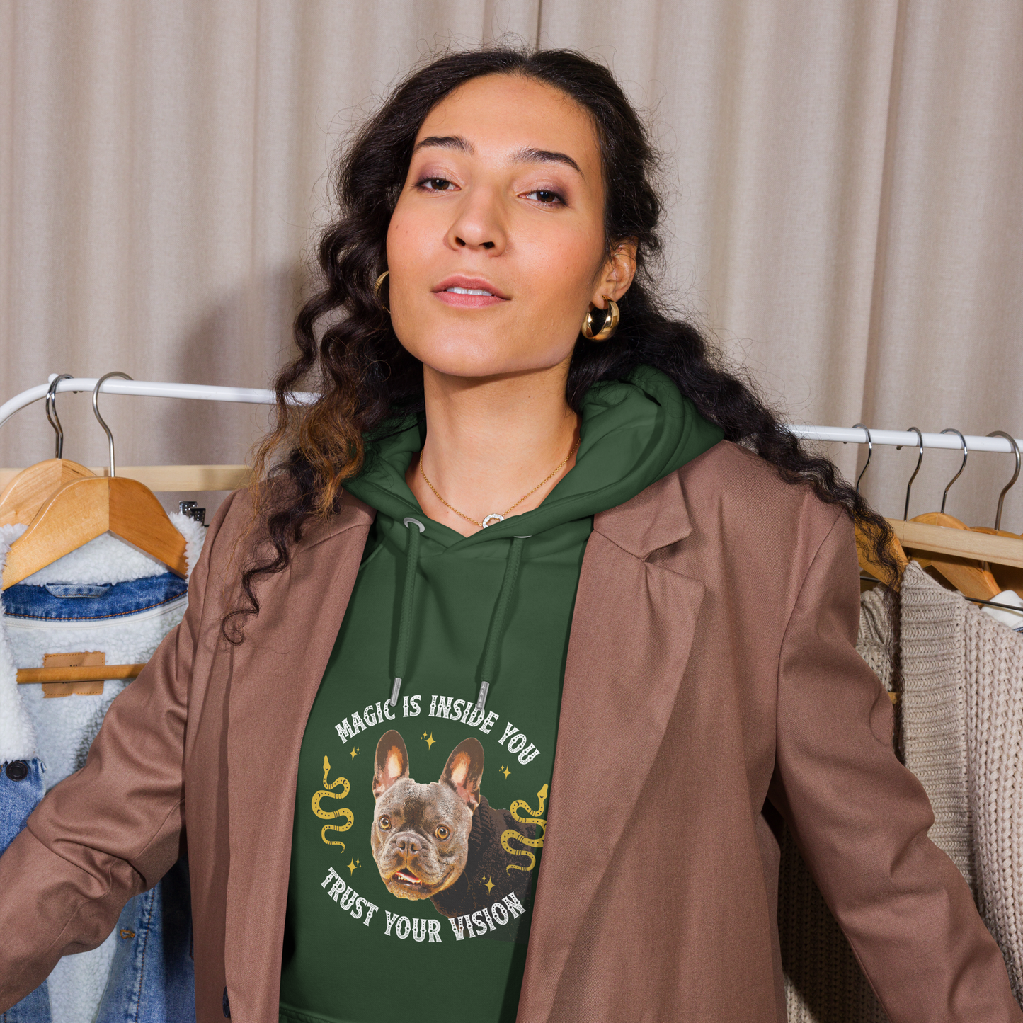 Unisex Eco Raglan Hoodie - French Bulldog