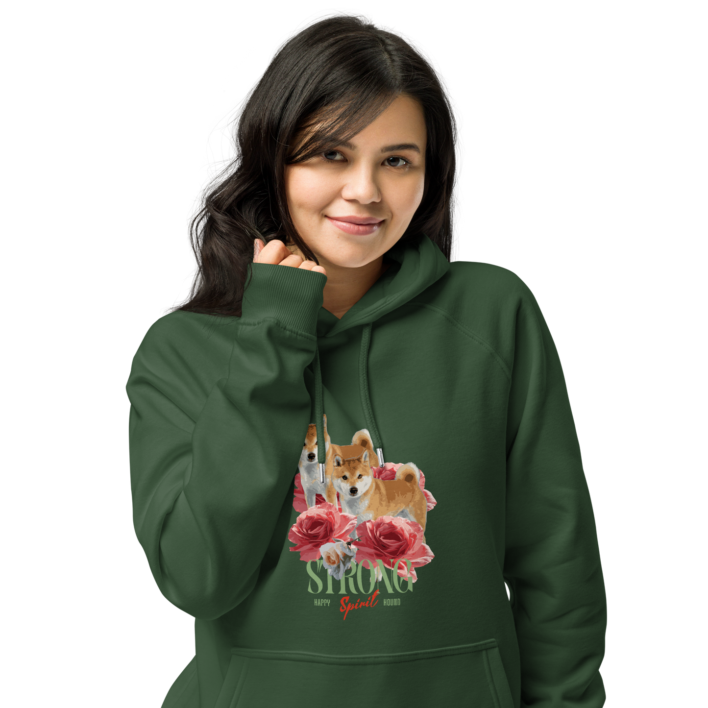 Unisex Eco Raglan Hoodie - Shiba Inu