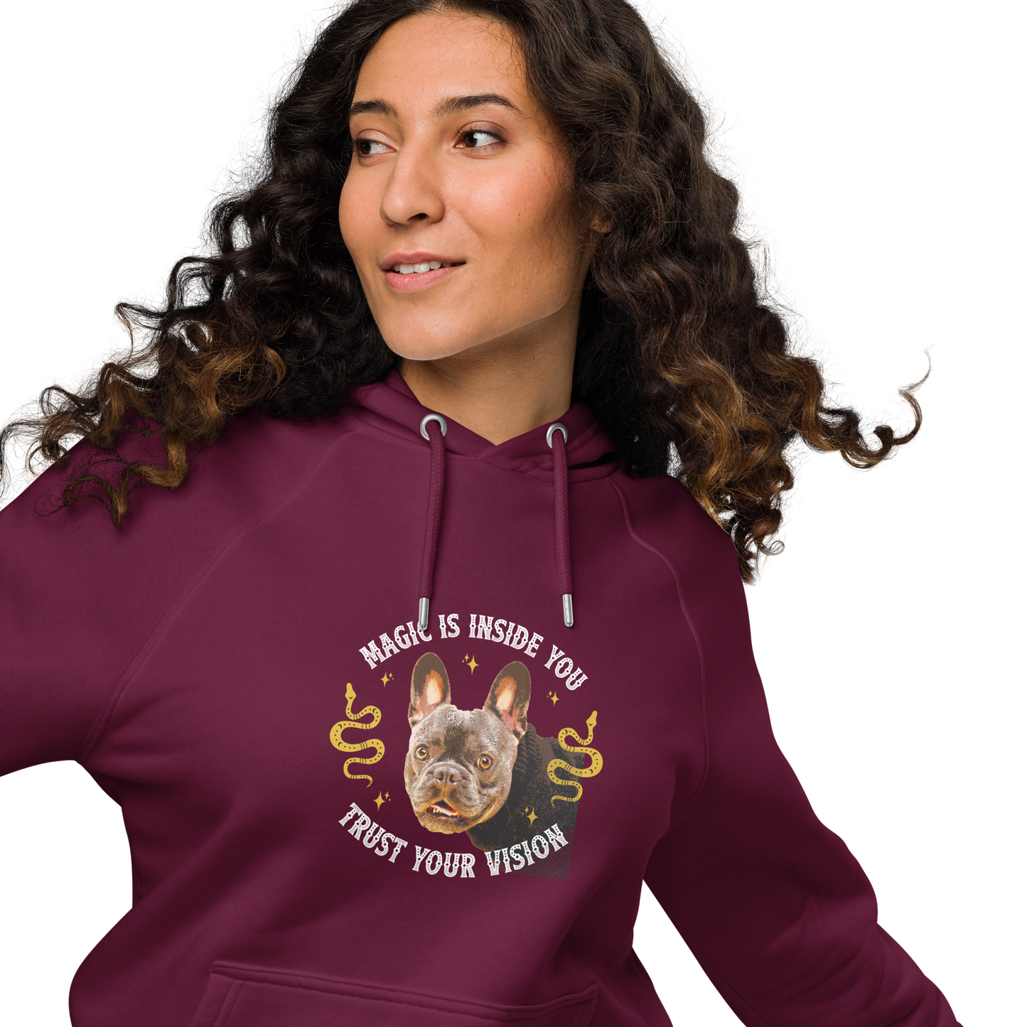 Unisex Eco Raglan Hoodie - French Bulldog