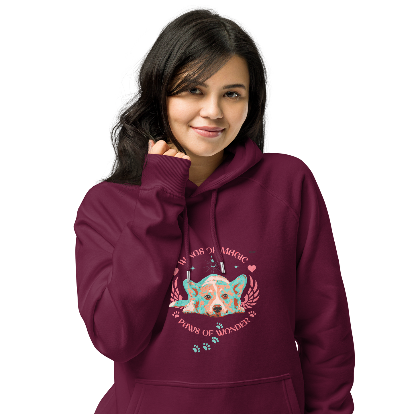 Unisex Eco Raglan Hoodie - Corgi