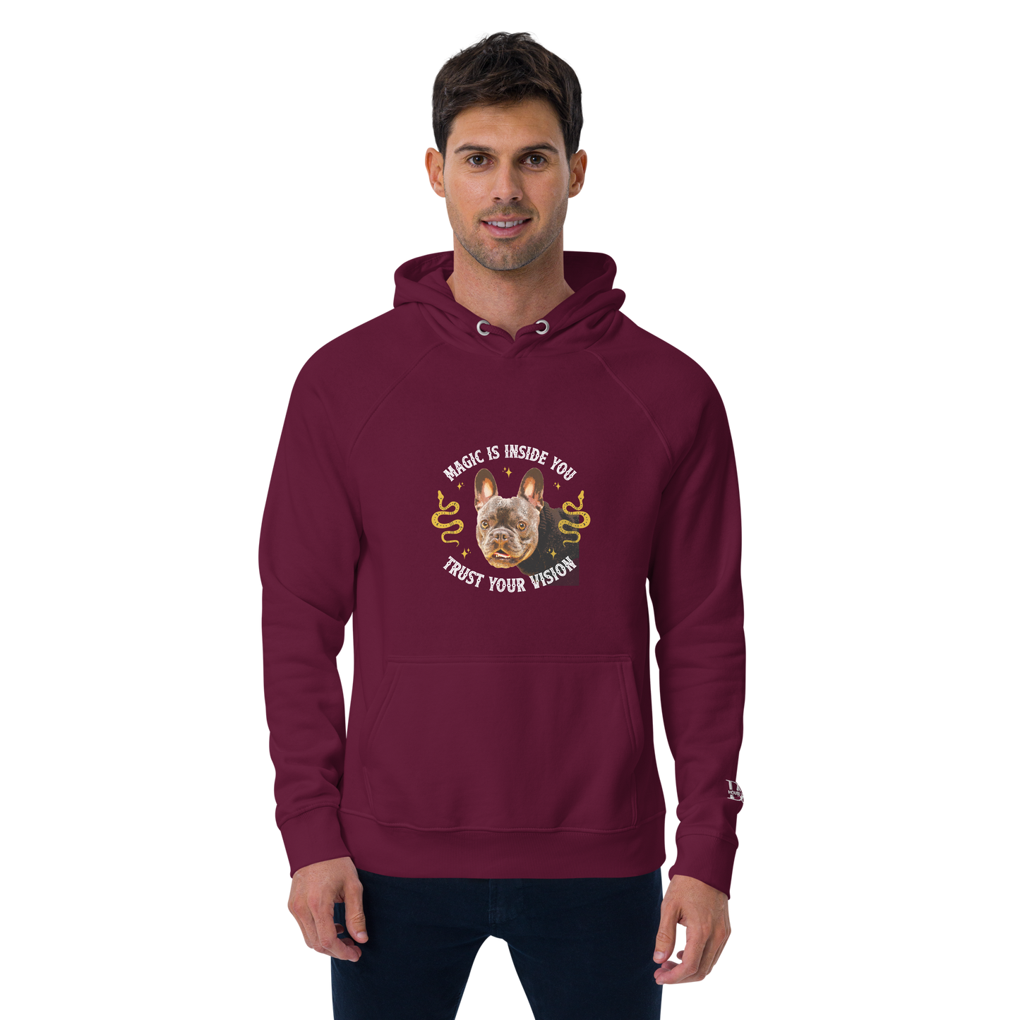 Unisex Eco Raglan Hoodie - French Bulldog