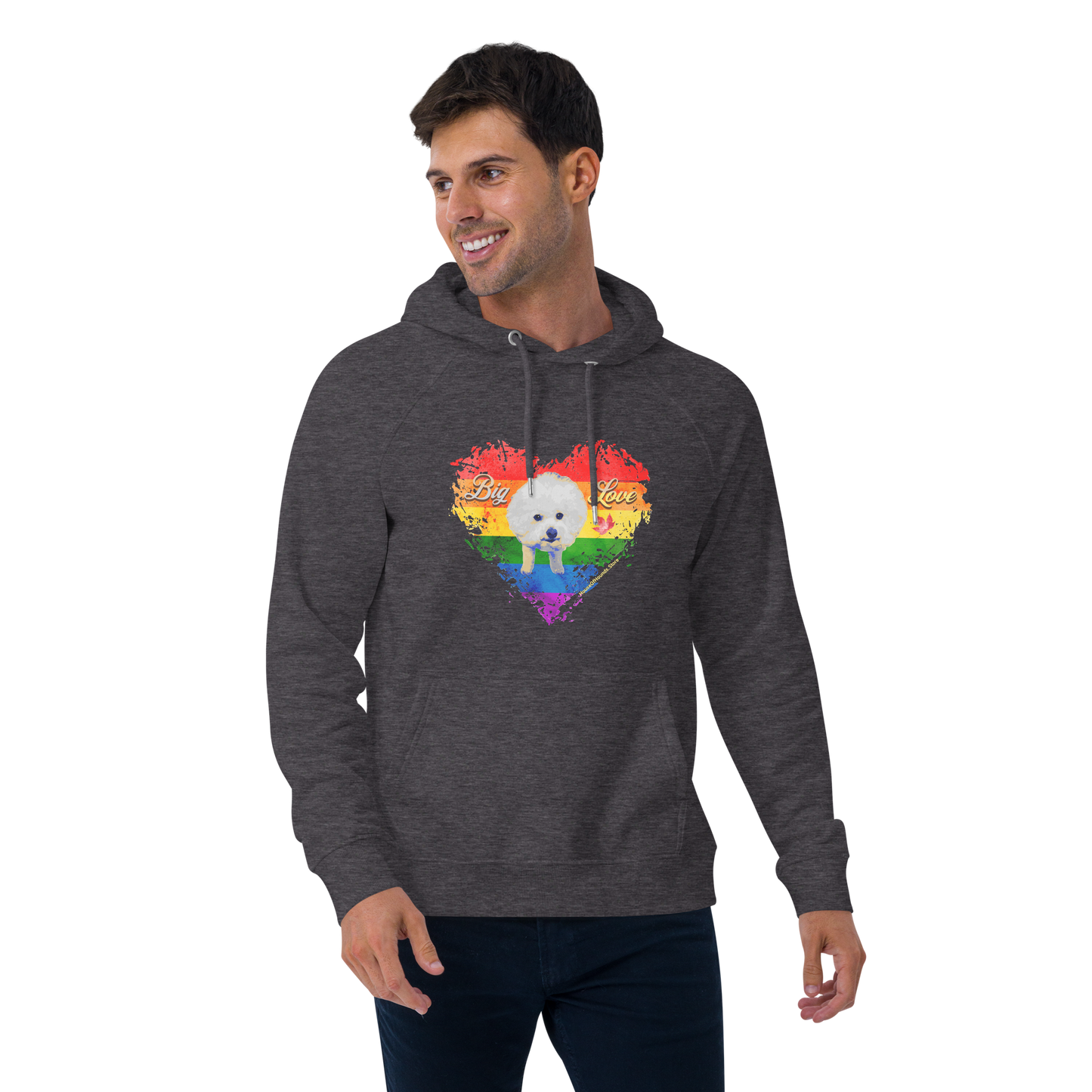Unisex Eco Raglan Hoodie - Bichon Frisé
