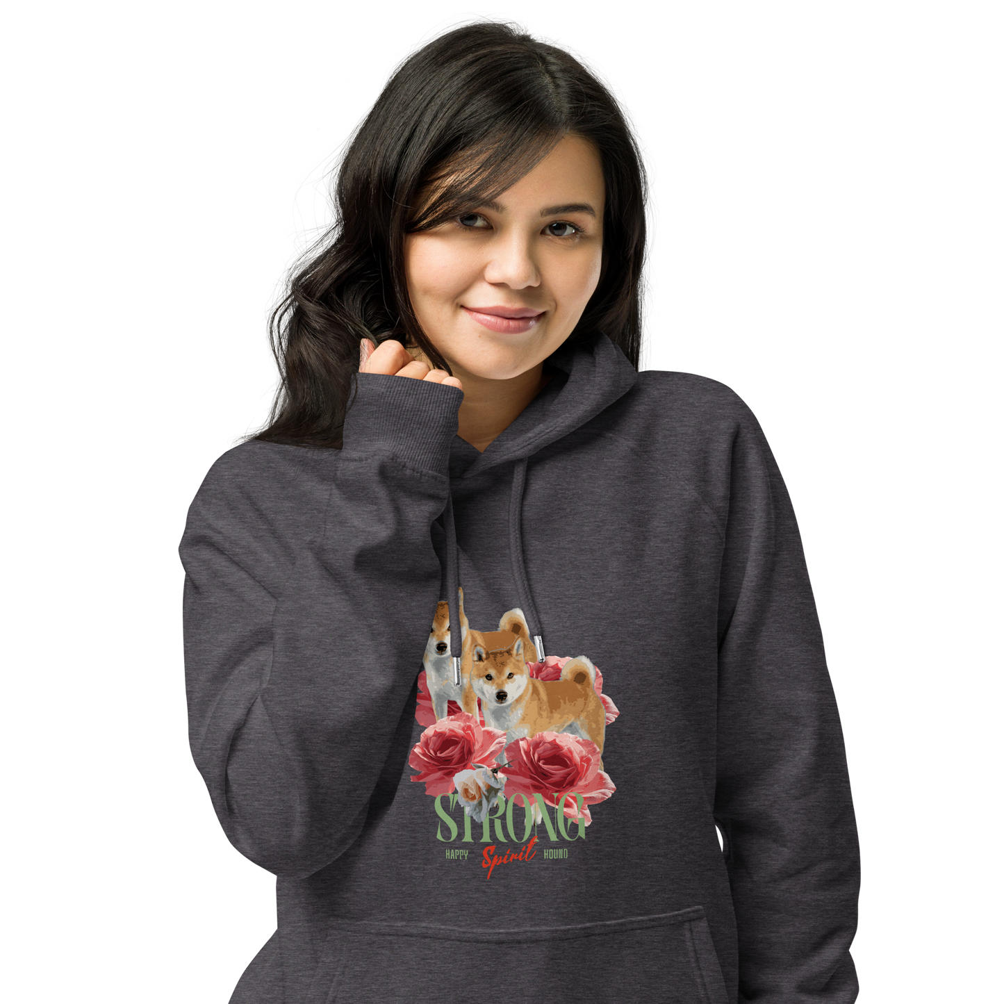 Unisex Eco Raglan Hoodie - Shiba Inu