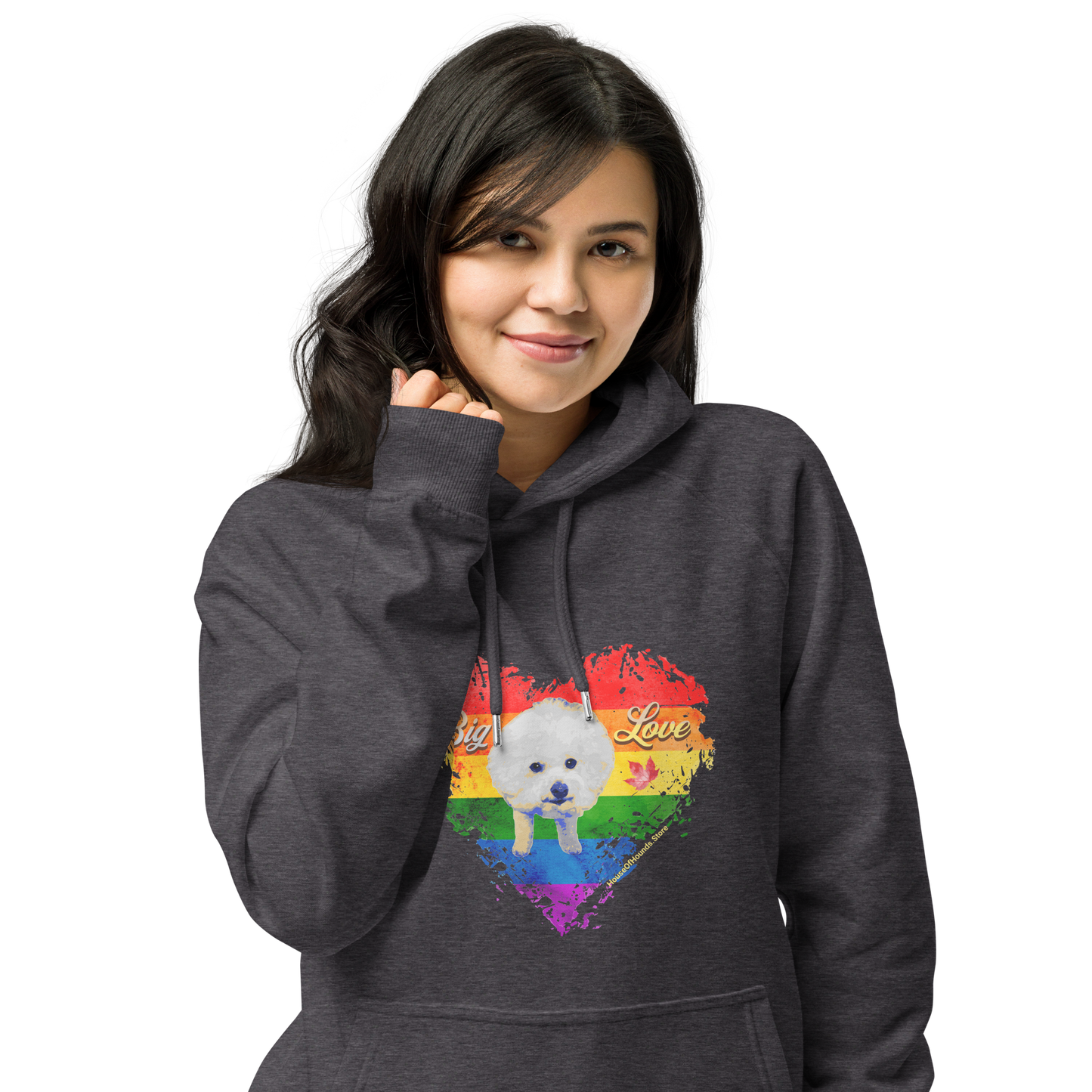 Unisex Eco Raglan Hoodie - Bichon Frisé